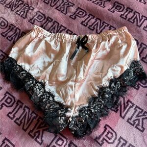 Women's Satin Lace Trim Shorts